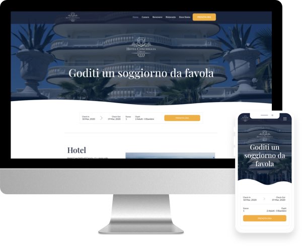 View Desktop e mobile del sito di Hotel Conchiglia di Cervia realizzato Daniele Fumanti web designer e graphic designer